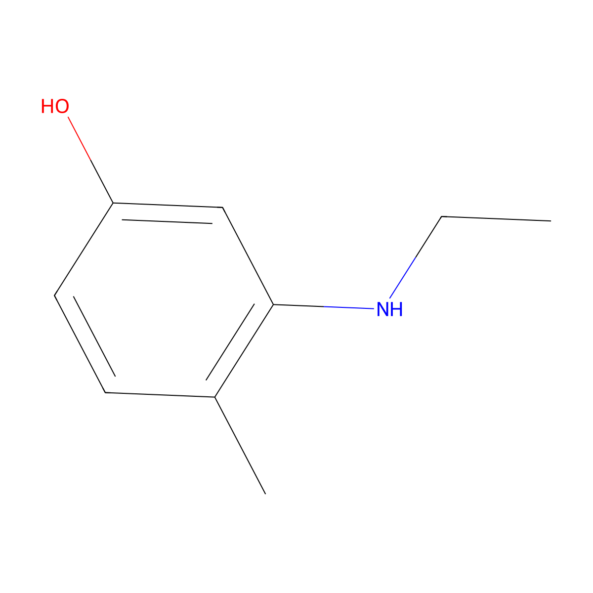 3-Ethylamino-4-methylphenol molecular structure, CAS 120-37-6