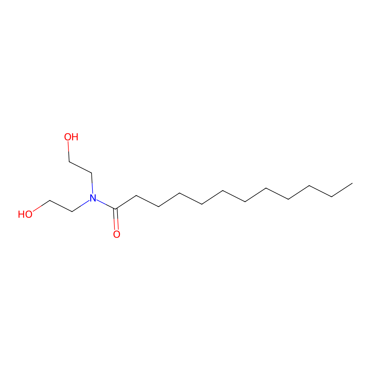 Lauric acid diethanolamide molecular structure, CAS 120-40-1
