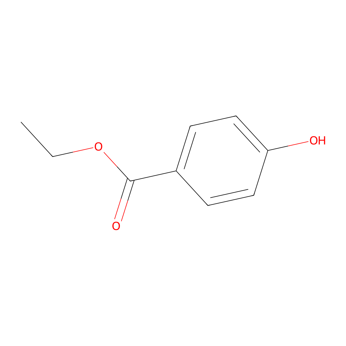 Ethylparaben molecular structure, CAS 120-47-8