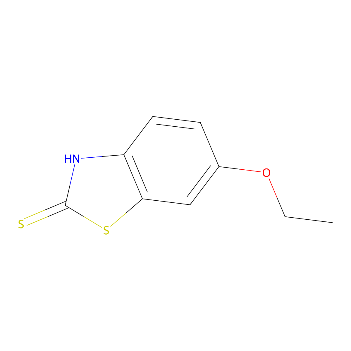 6-Ethoxy-2-mercaptobenzothiazole molecular structure, CAS 120-53-6