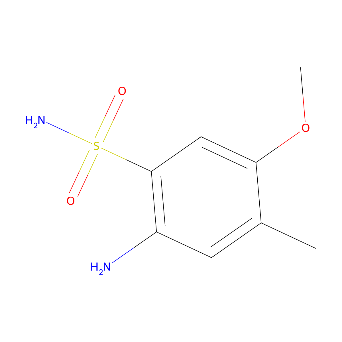 2-Amino-5-methoxy-4-methylbenzene-1-sulfonamide molecular structure, CAS 120-99-0