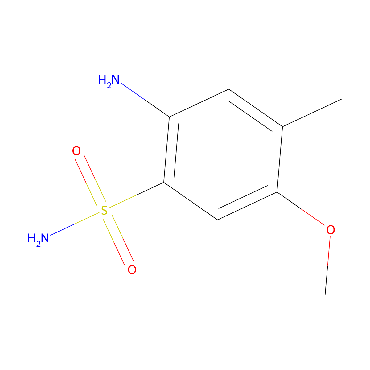 2-Amino-5-methoxy-4-methylbenzene-1-sulfonamide molecular structure, CAS 120-99-0