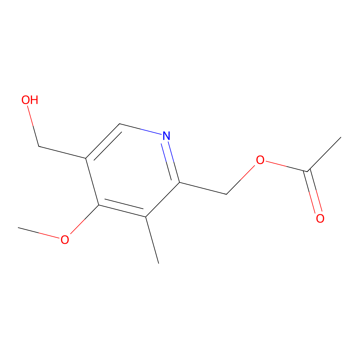 2-Acetoxymethyl-5-hydroxymethyl-4-methoxy-3-methylpyridine molecular structure, CAS 120003-77-2