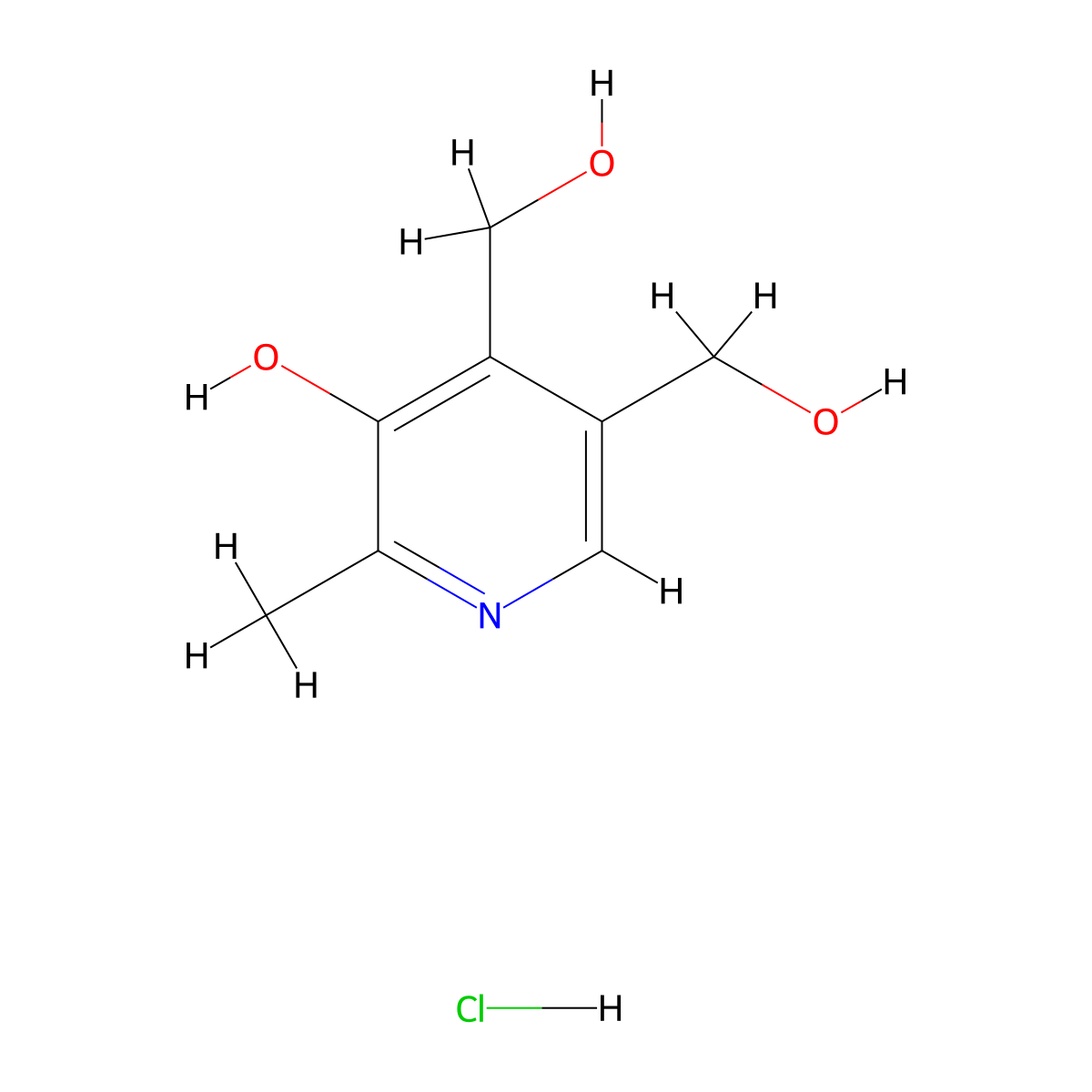 Pyridoxine Hydrochloride molecular structure, CAS 12001-77-3