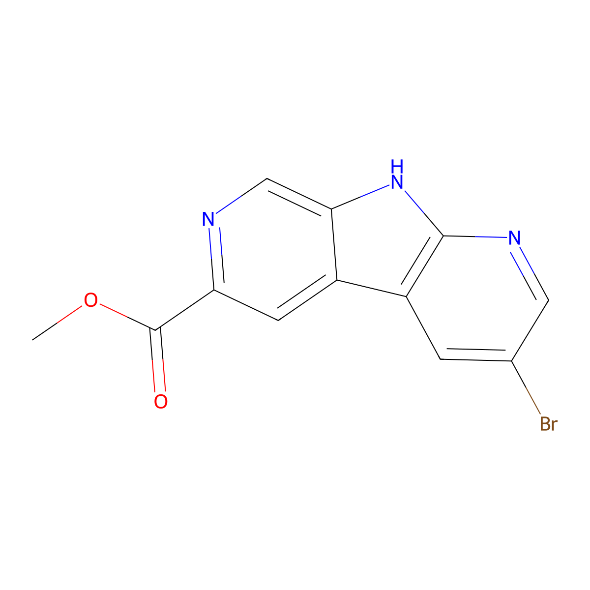 Methyl 3-bromo-9H-pyrrolo[2,3-b:5,4-c']dipyridine-6-carboxylate molecular structure, CAS 1200130-50-2