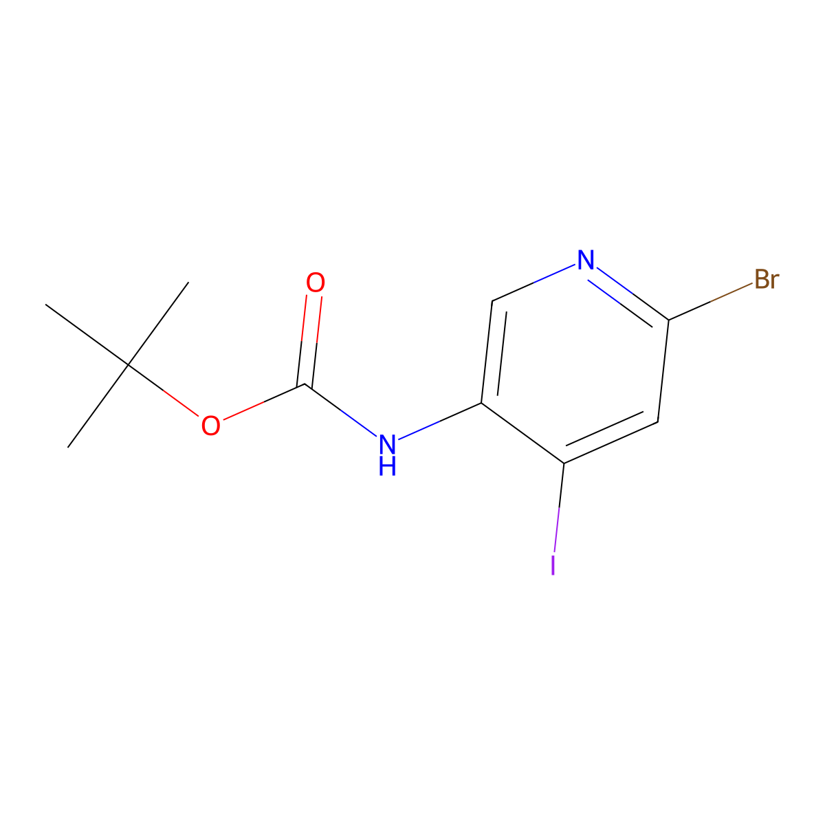 tert-Butyl (6-bromo-4-iodopyridin-3-yl)carbamate molecular structure, CAS 1200130-83-1