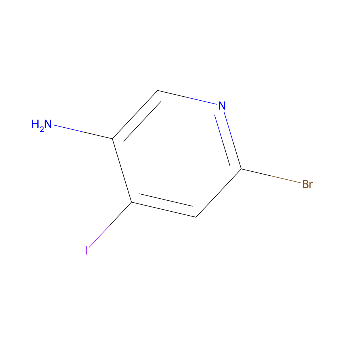 6-Bromo-4-iodopyridin-3-amine molecular structure, CAS 1200130-84-2