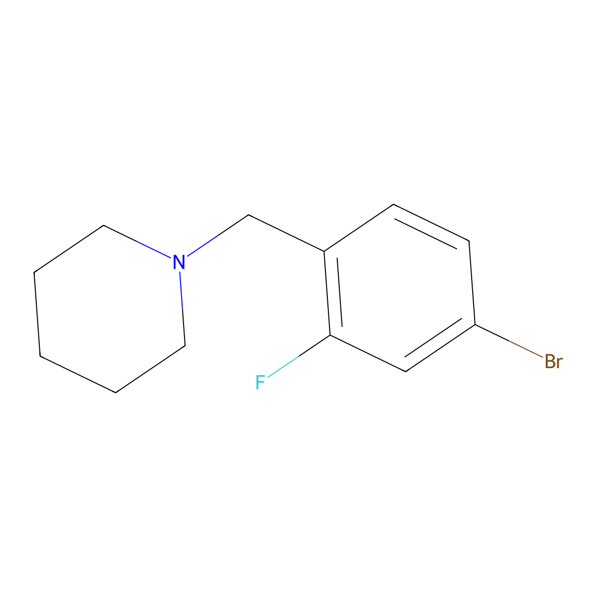 1-(4-Bromo-2-fluorobenzyl)piperidine molecular structure, CAS 1200131-18-5