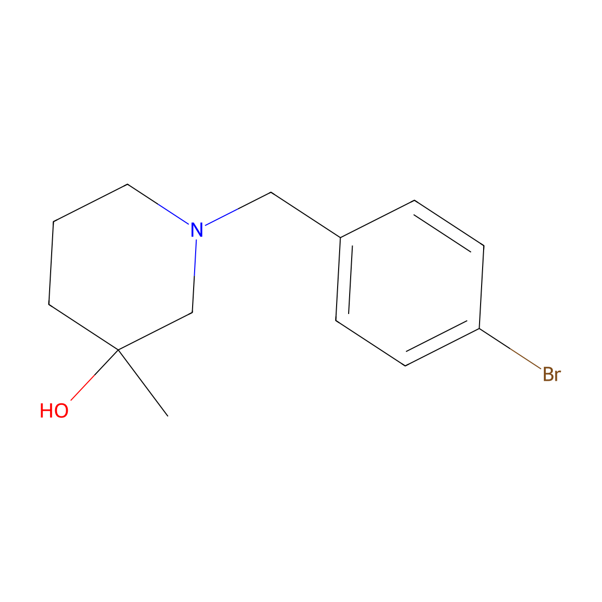 1-(4-Bromobenzyl)-3-methyl-piperidin-3-ol molecular structure, CAS 1200131-26-5