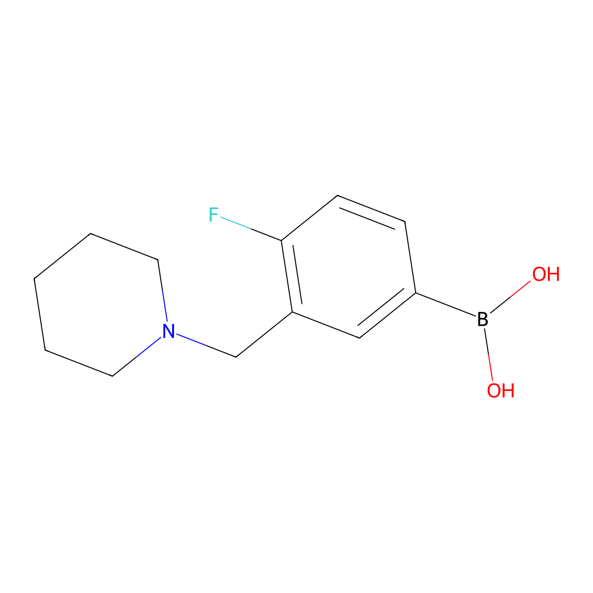 [4-Fluoro-3-(piperidin-1-ylmethyl)phenyl]boronic acid molecular structure, CAS 1200131-35-6