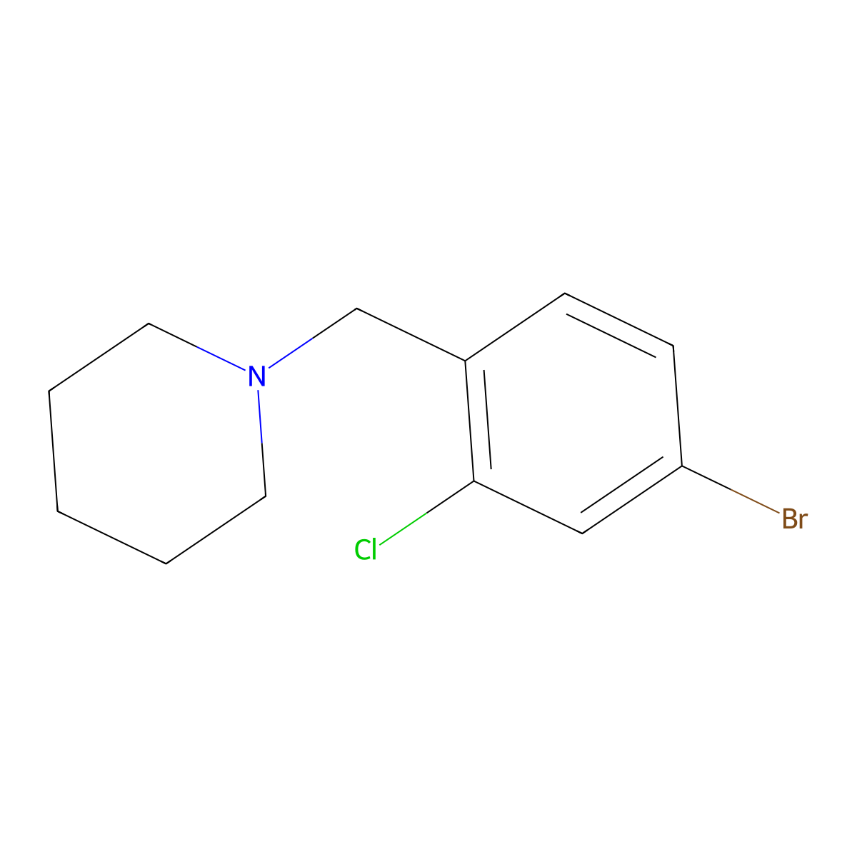 1-(4-Bromo-2-chlorophenyl)methyl piperidine molecular structure, CAS 1200131-41-4