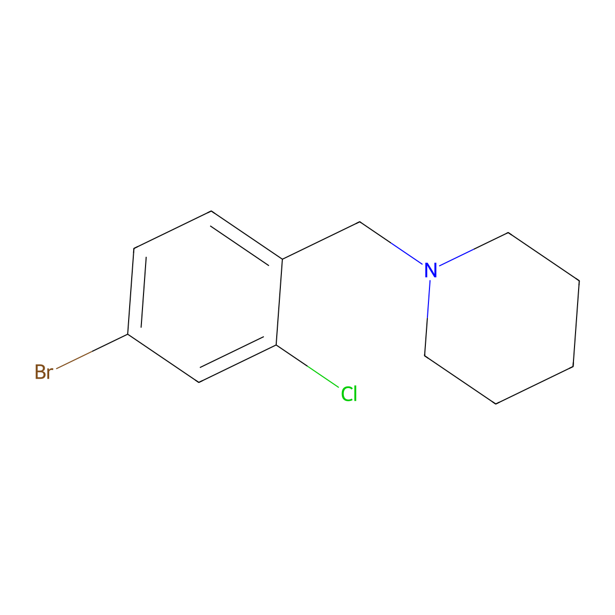 1-(4-Bromo-2-chlorophenyl)methyl piperidine molecular structure, CAS 1200131-41-4