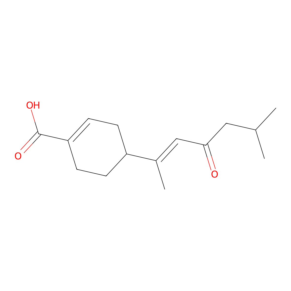 4-(6-Methyl-4-oxohept-2-en-2-yl)cyclohex-1-ene-1-carboxylic acid molecular structure, CAS 120019-19-4