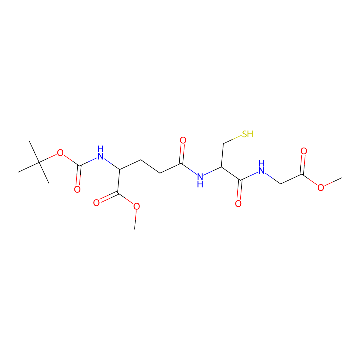 methyl (2S)-5-[[(2R)-1-[(2-methoxy-2-oxoethyl)amino]-1-oxo-3-sulfanylpropan-2-yl]amino]-2-[(2-methylpropan-2-yl)oxycarbonylamino]-5-oxopentanoate molecular structure, CAS 120033-58-1
