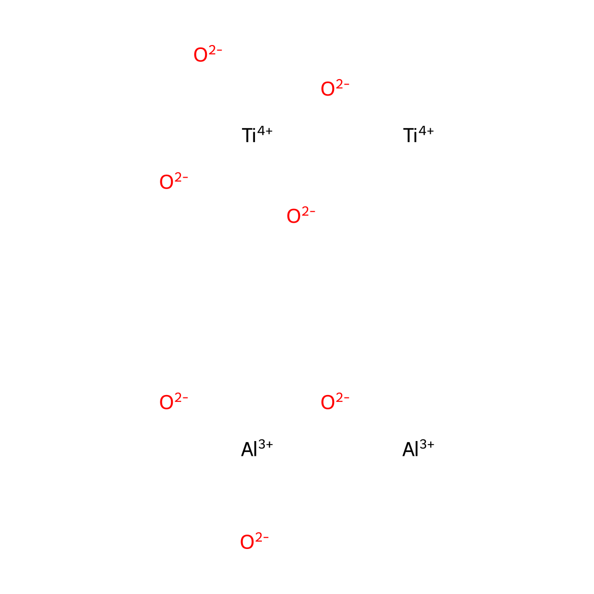 Aluminum titanium oxide (Al2TiO5) molecular structure, CAS 12004-39-6