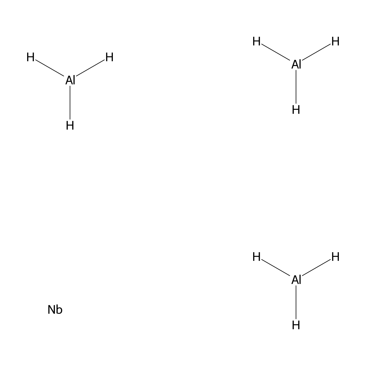 Aluminum, compd. with niobium (3:1) molecular structure, CAS 12004-70-5