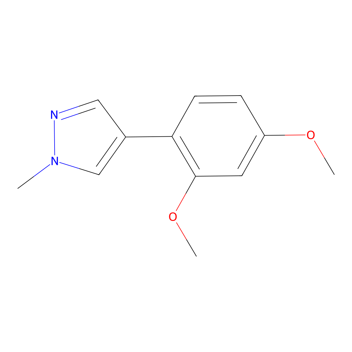 4-(2,4-Dimethoxyphenyl)-1-methyl-1H-pyrazole molecular structure, CAS 1200405-87-3