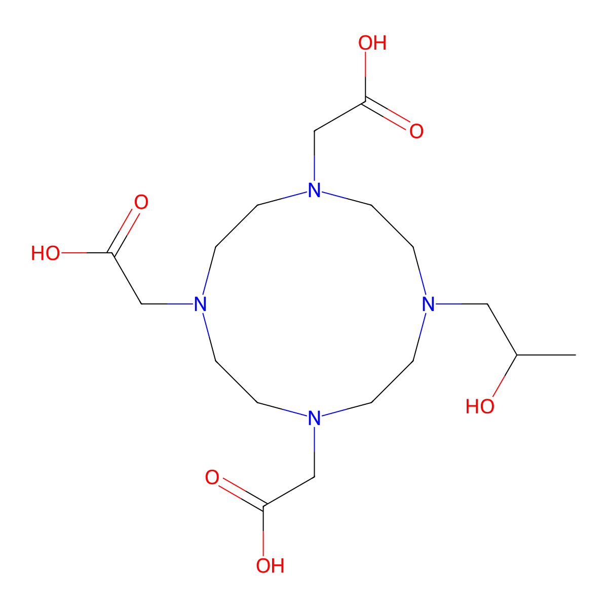 10-(2-Hydroxypropyl)-1,4,7,10-tetraazacyclododecane-1,4,7-triacetic acid molecular structure, CAS 120041-08-9