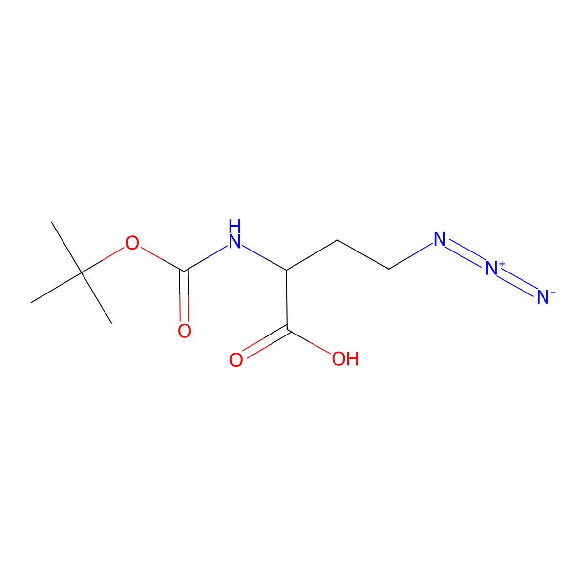 Butanoic acid, 4-azido-2-[[(1,1-dimethylethoxy)carbonyl]amino]-, (2S)- molecular structure, CAS 120042-08-2