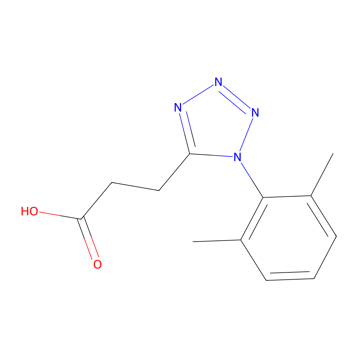 3-[1-(2,6-dimethylphenyl)-1H-1,2,3,4-tetrazol-5-yl]propanoic acid molecular structure, CAS 1200440-14-7