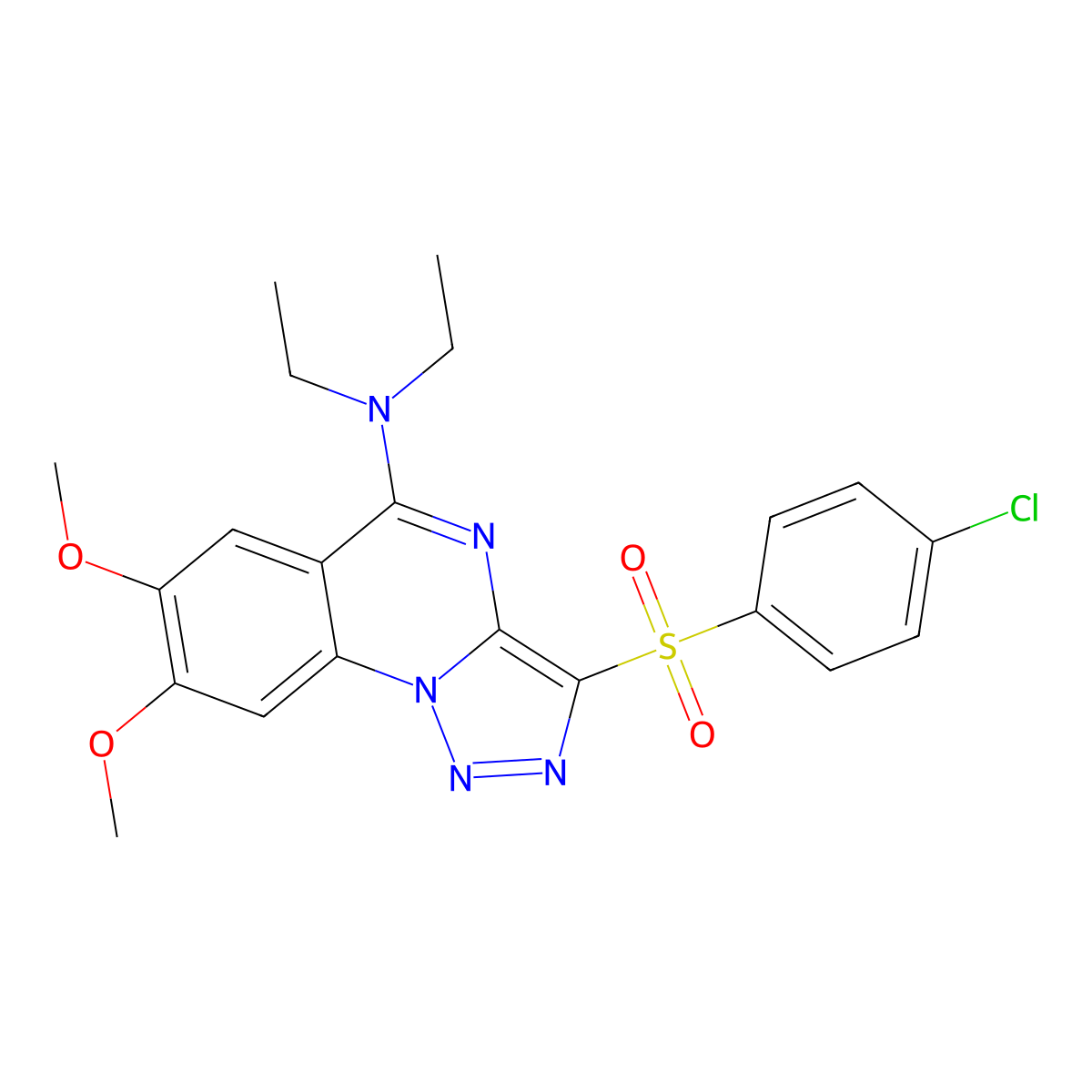 3-(4-chlorophenylsulfonyl)-N,N-diethyl-7,8-dimethoxy-[1,2,3]triazolo[1,5-a]quinazolin-5-amine molecular structure, CAS 1200443-21-5