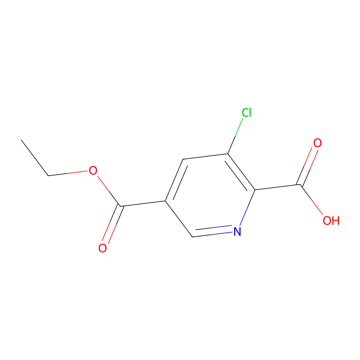 3-Chloro-5-(ethoxycarbonyl)pyridine-2-carboxylic acid molecular structure, CAS 1200497-77-3