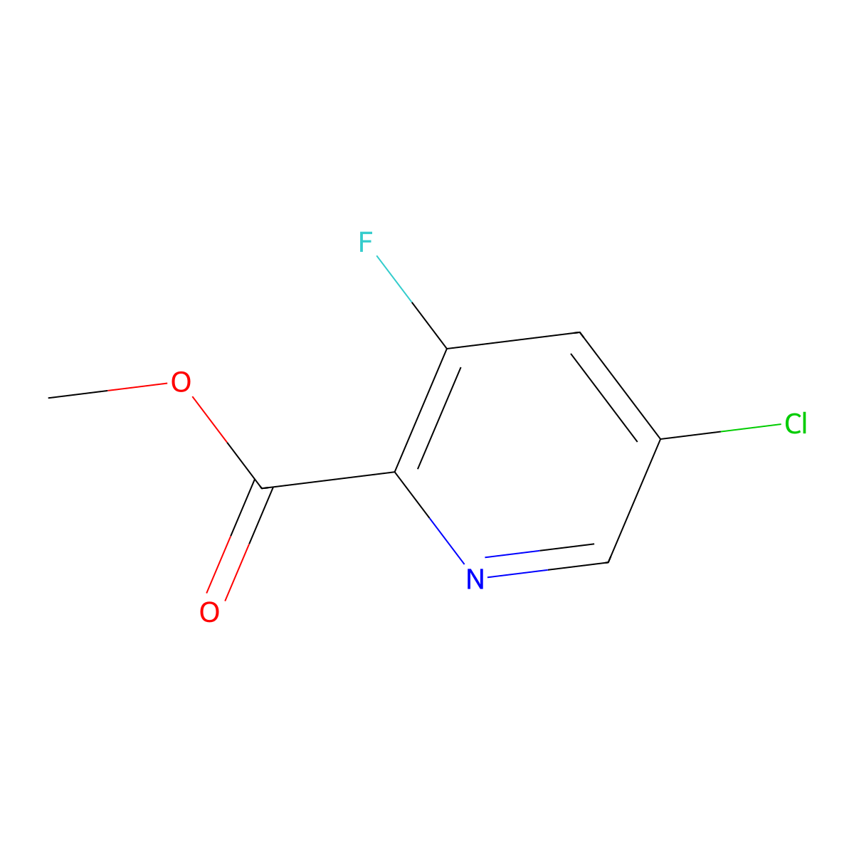 Methyl 5-chloro-3-fluoropyridine-2-carboxylate molecular structure, CAS 1200498-40-3