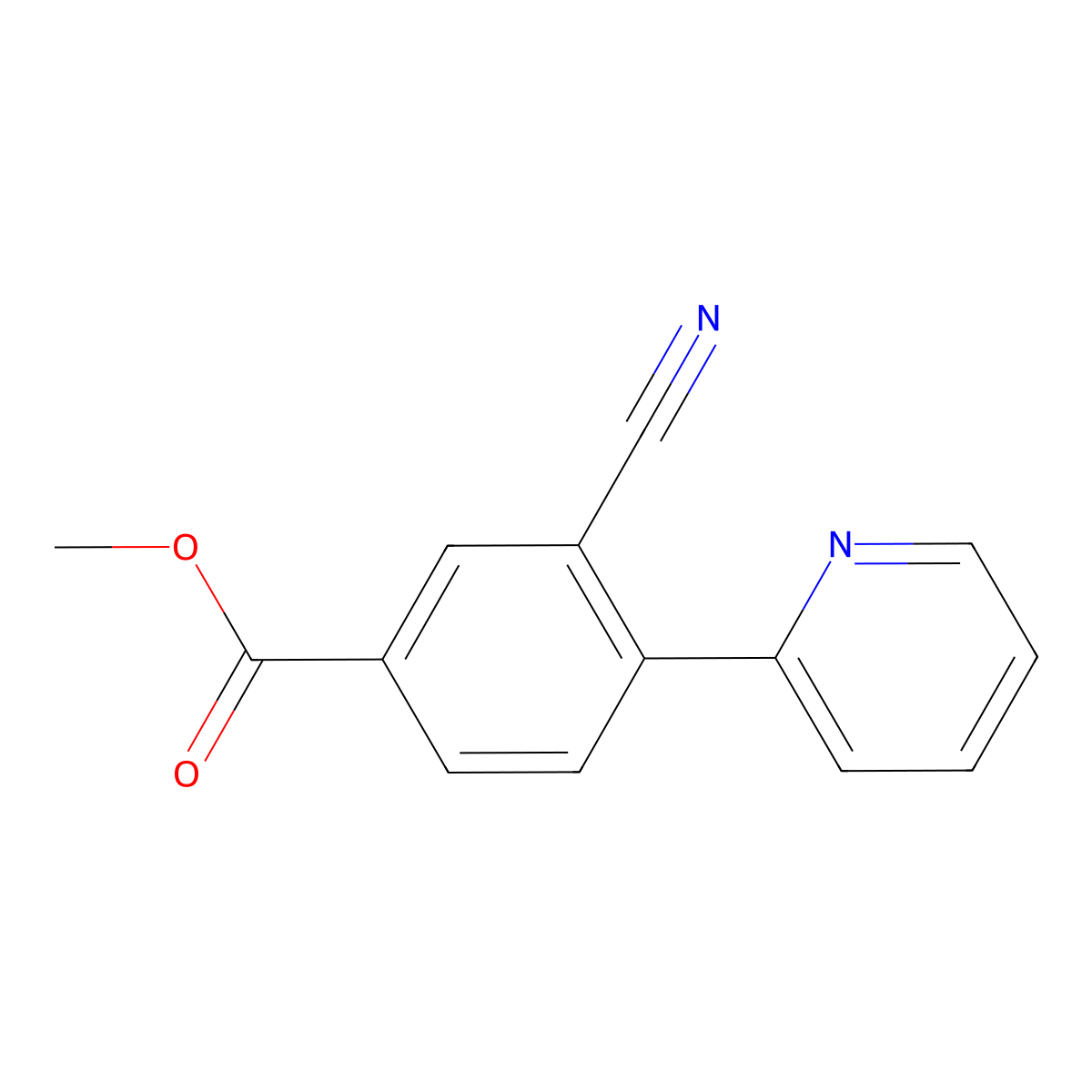 Benzoic acid, 3-cyano-4-(2-pyridinyl)-, methyl ester molecular structure, CAS 1200536-07-7