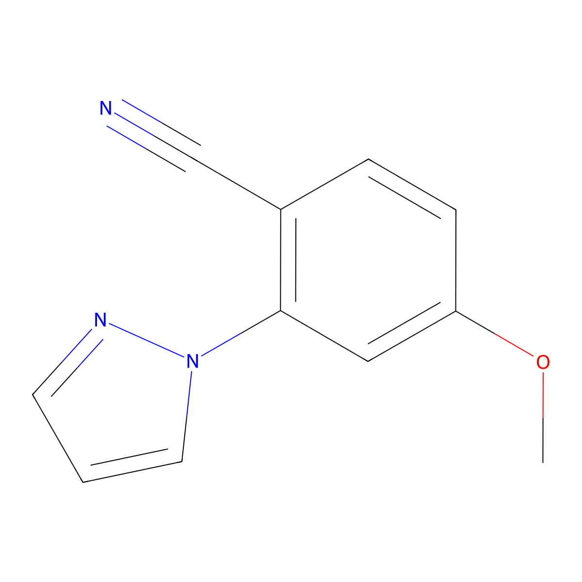 4-Methoxy-2-(1H-pyrazol-1-yl)benzonitrile molecular structure, CAS 1200536-22-6