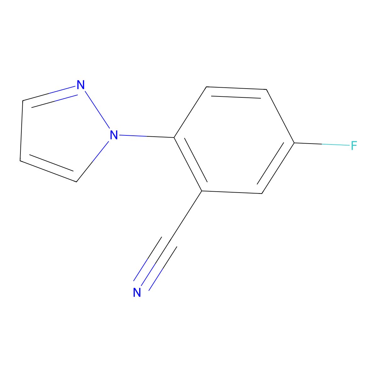 5-fluoro-2-(1H-pyrazol-1-yl)benzonitrile molecular structure, CAS 1200536-25-9