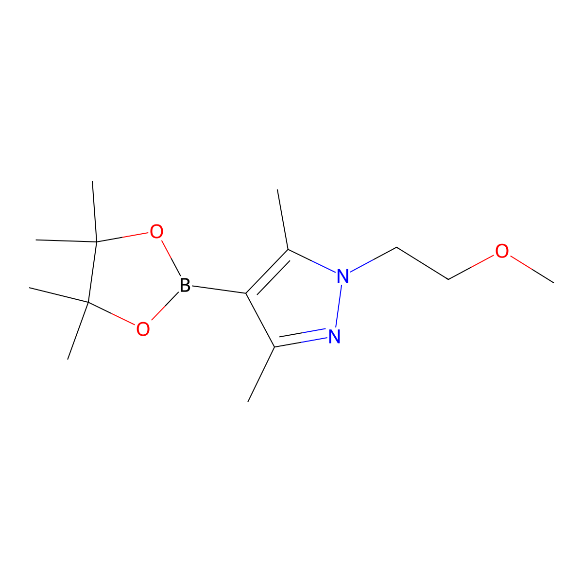 1-(2-Methoxyethyl)-3,5-dimethyl-4-(tetramethyl-1,3,2-dioxaborolan-2-yl)-1H-pyrazole molecular structure, CAS 1200537-40-1