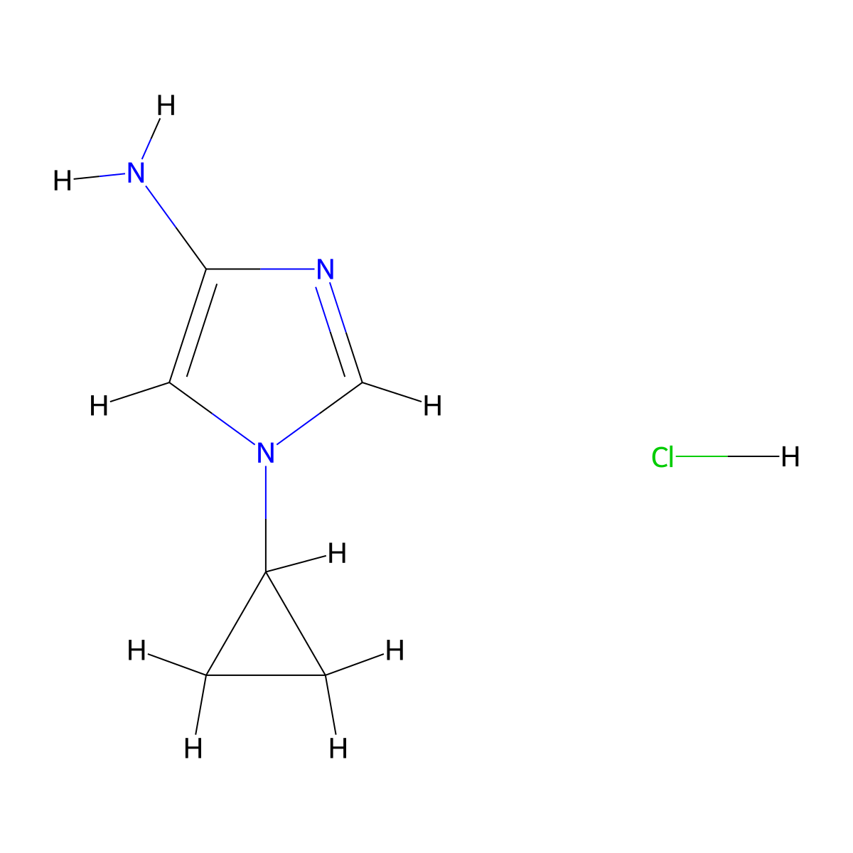 1-Cyclopropyl-1H-imidazol-4-amine hydrochloride molecular structure, CAS 1200606-69-4