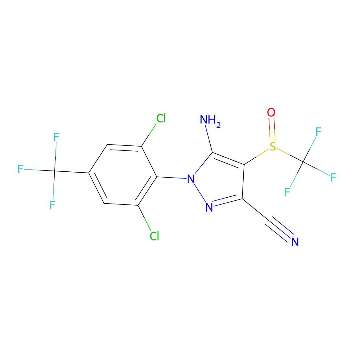 Fipronil molecular structure, CAS 120068-37-3