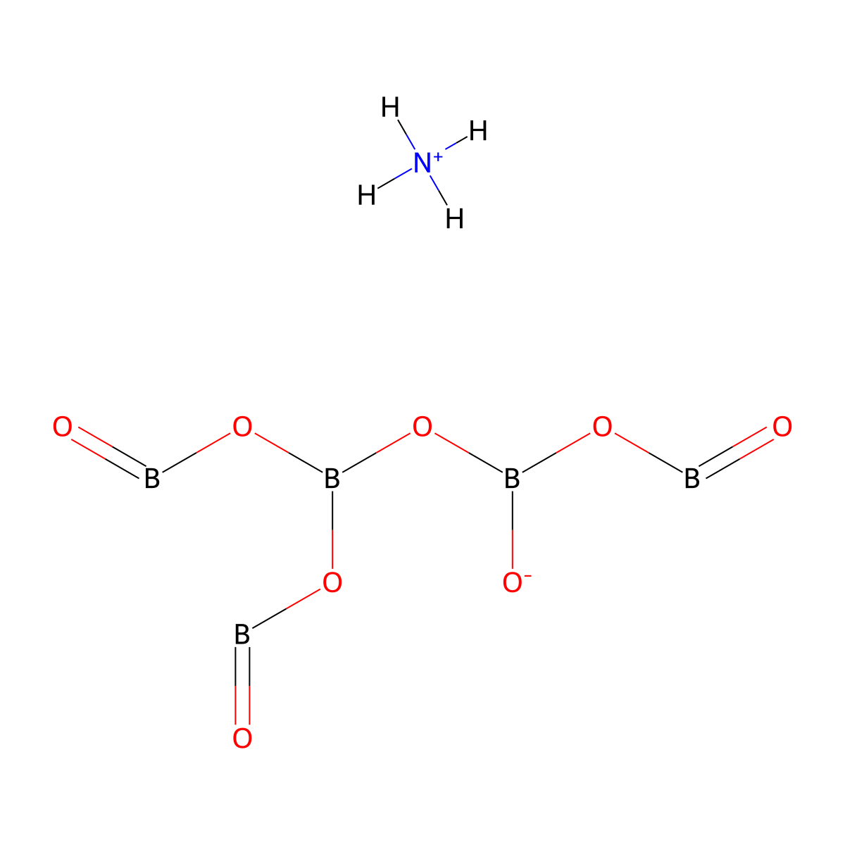 Azanium bis(oxoboranyloxy)boranyloxy-oxoboranyloxyborinate molecular structure, CAS 12007-89-5