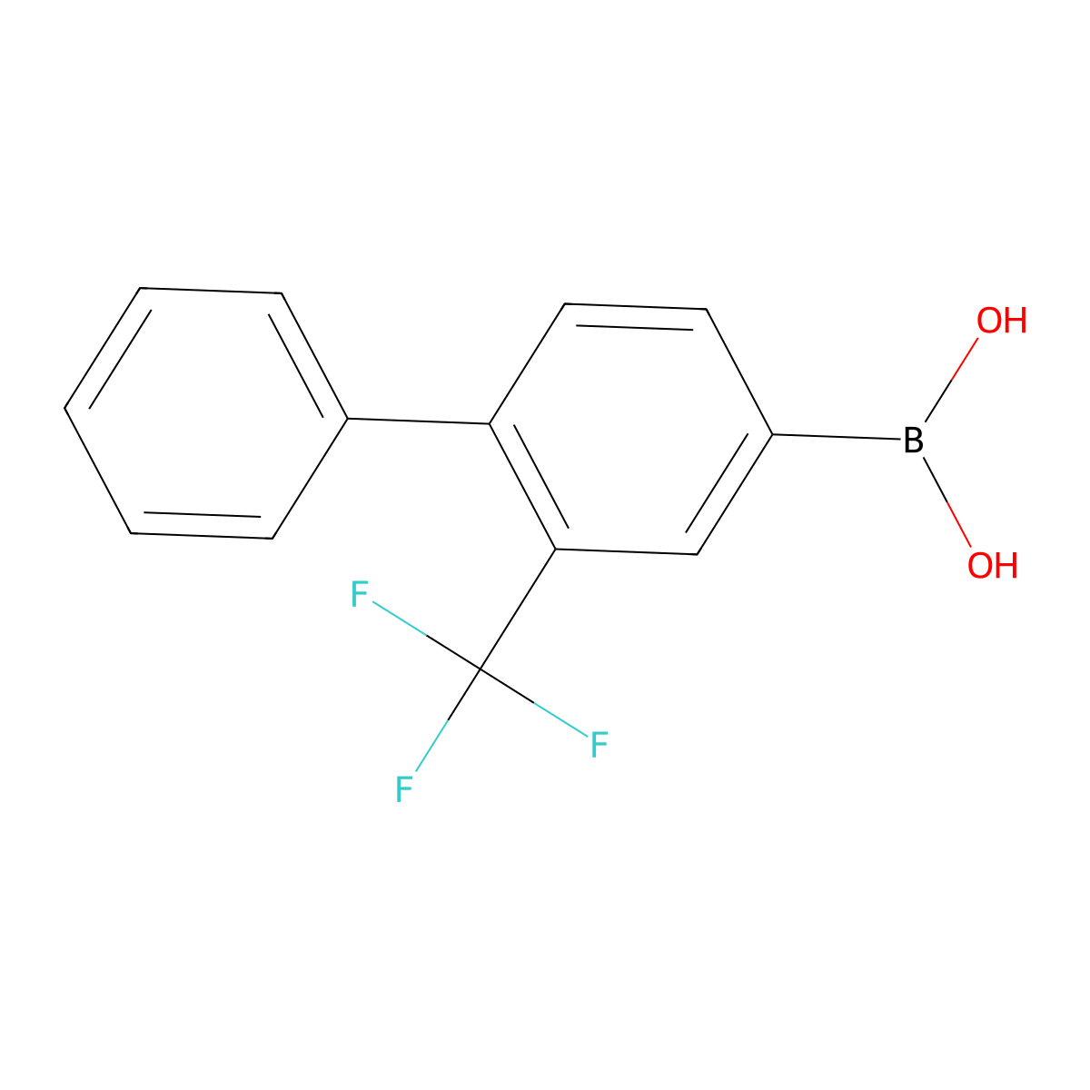 (2-(Trifluoromethyl)-[1,1'-biphenyl]-4-yl)boronic acid molecular structure, CAS 1200834-19-0
