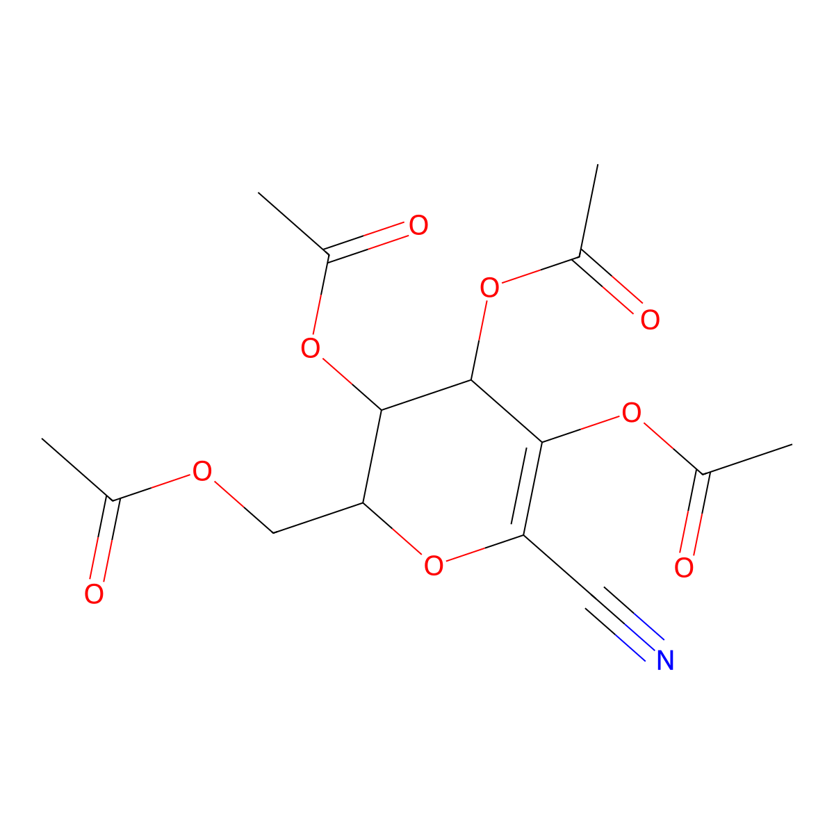[(2R,3S,4S)-3,4,5-triacetyloxy-6-cyano-3,4-dihydro-2H-pyran-2-yl]methyl acetate molecular structure, CAS 120085-67-8