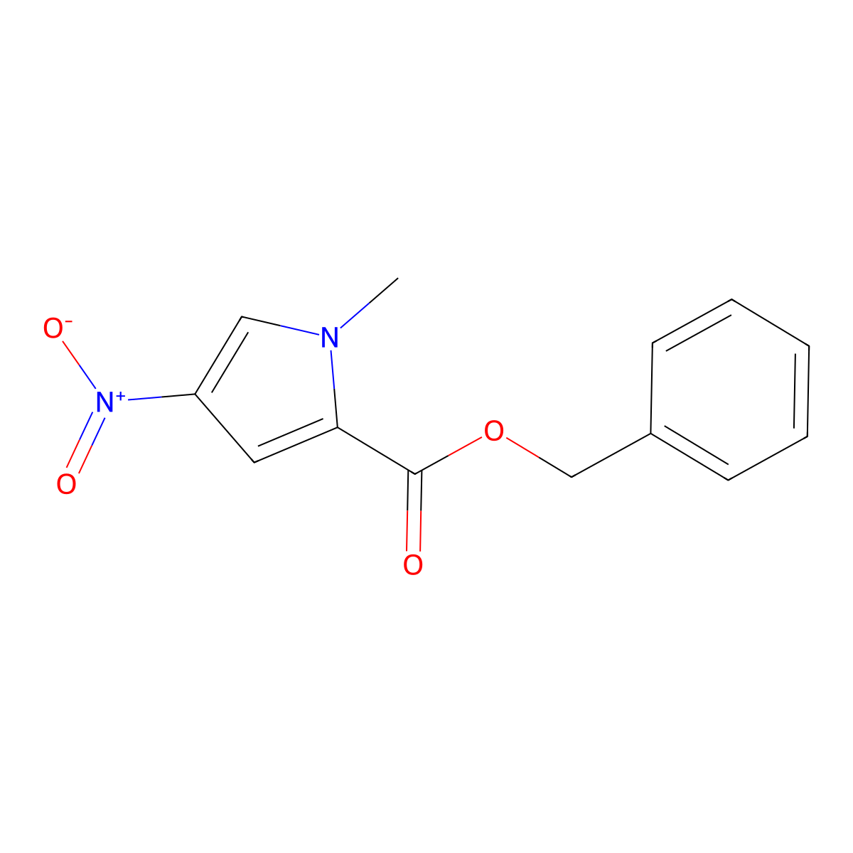 Phenylmethyl 1-methyl-4-nitro-1H-pyrrole-2-carboxylate molecular structure, CAS 120095-66-1
