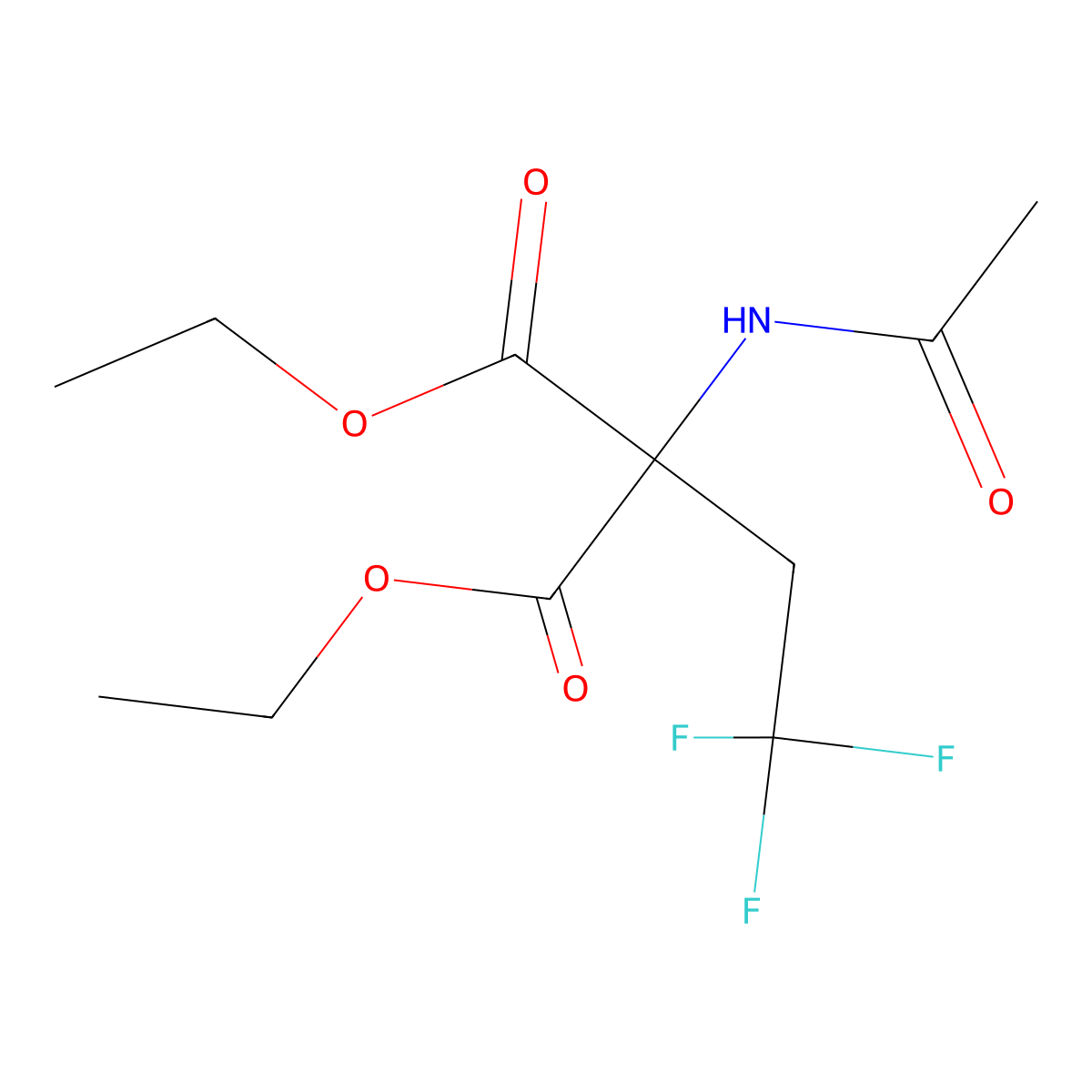 Diethyl 2-acetamido-2-(2,2,2-trifluoroethyl)malonate molecular structure, CAS 120097-64-5