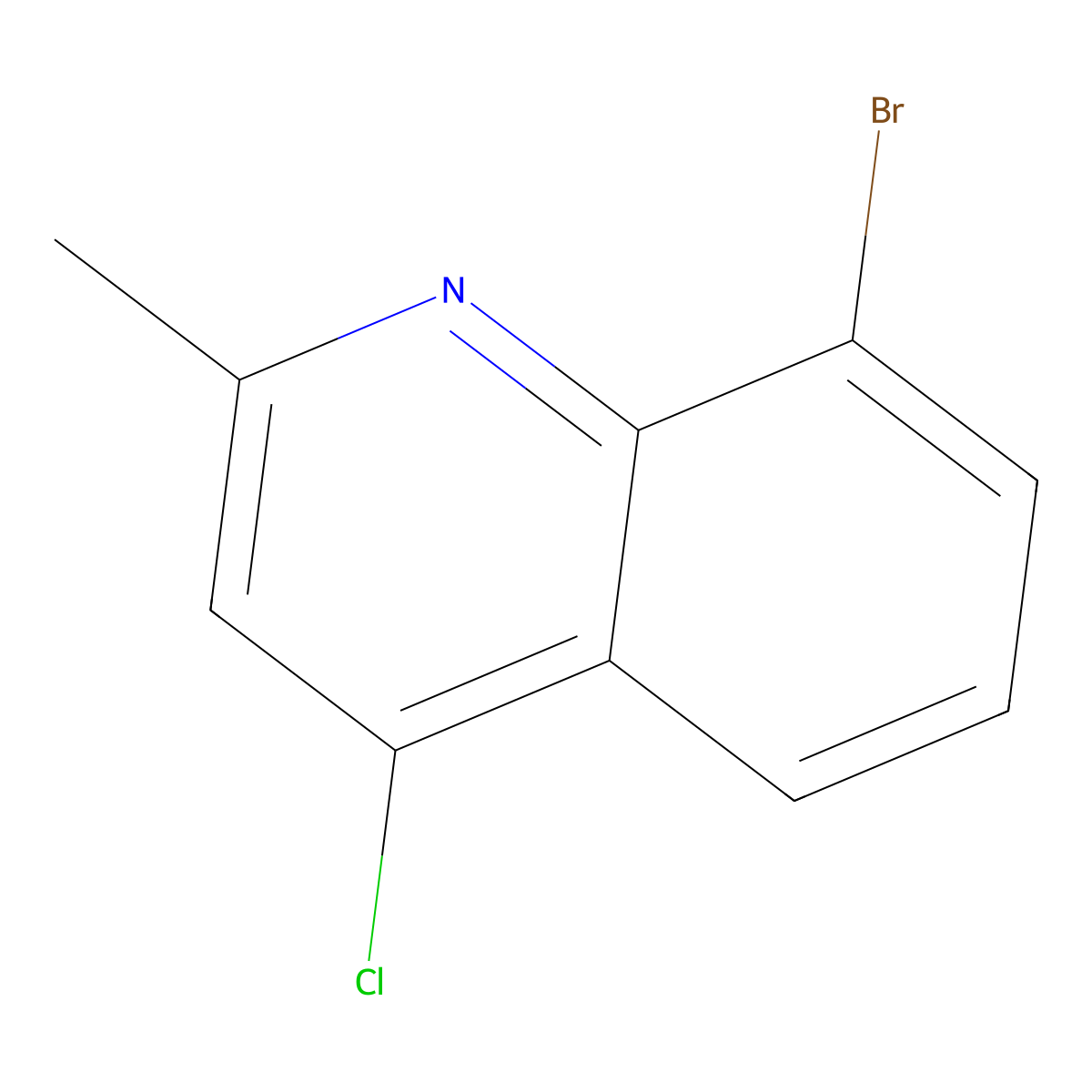 8-Bromo-4-chloro-2-methylquinoline molecular structure, CAS 1201-07-6