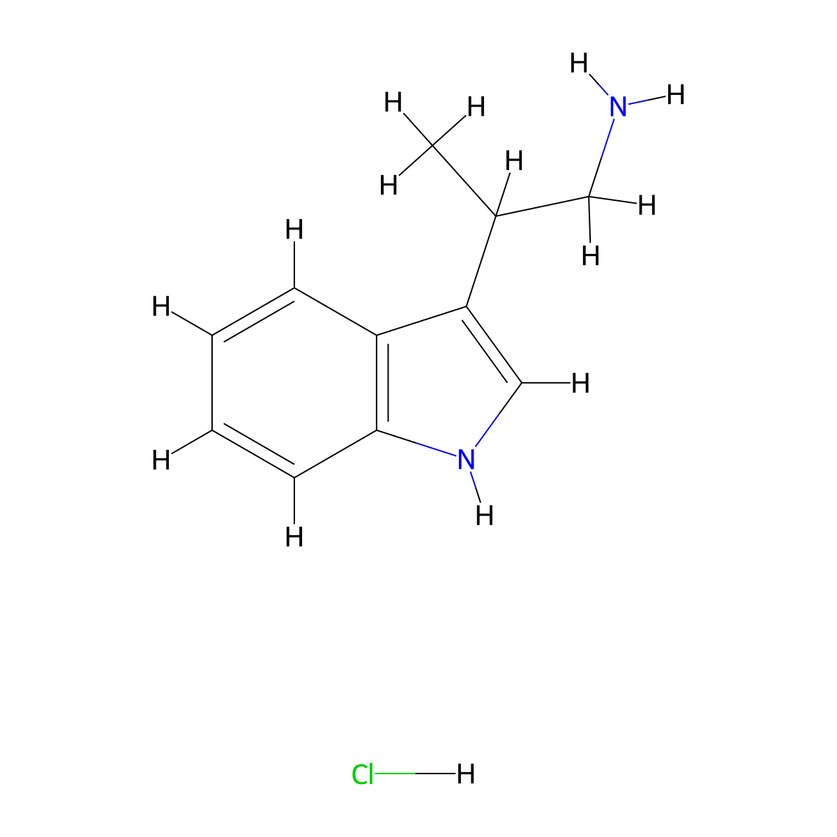 beta-Methyl-1H-Indole-3-ethanamine Monohydrochloride molecular structure, CAS 1201-23-6
