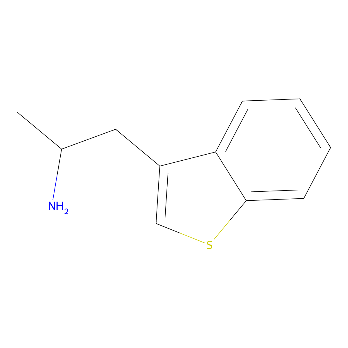 Benzo[b]thiophene-3-ethylamine, alpha-methyl- molecular structure, CAS 1201-27-0