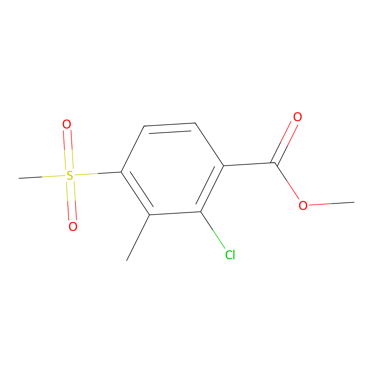 Methyl 2-chloro-3-methyl-4-methylsulfonylbenzoate molecular structure, CAS 120100-04-1