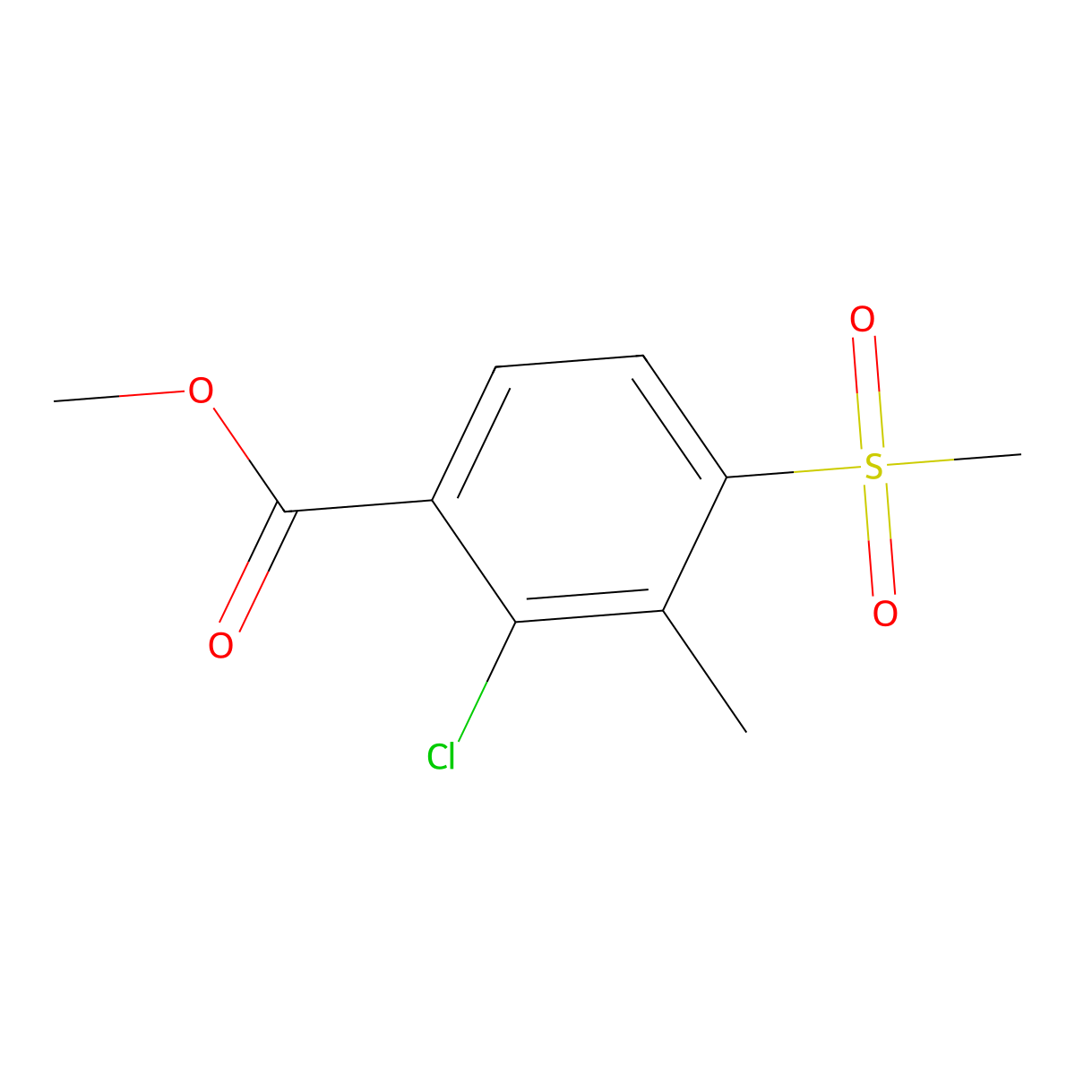 Methyl 2-chloro-3-methyl-4-methylsulfonylbenzoate molecular structure, CAS 120100-04-1