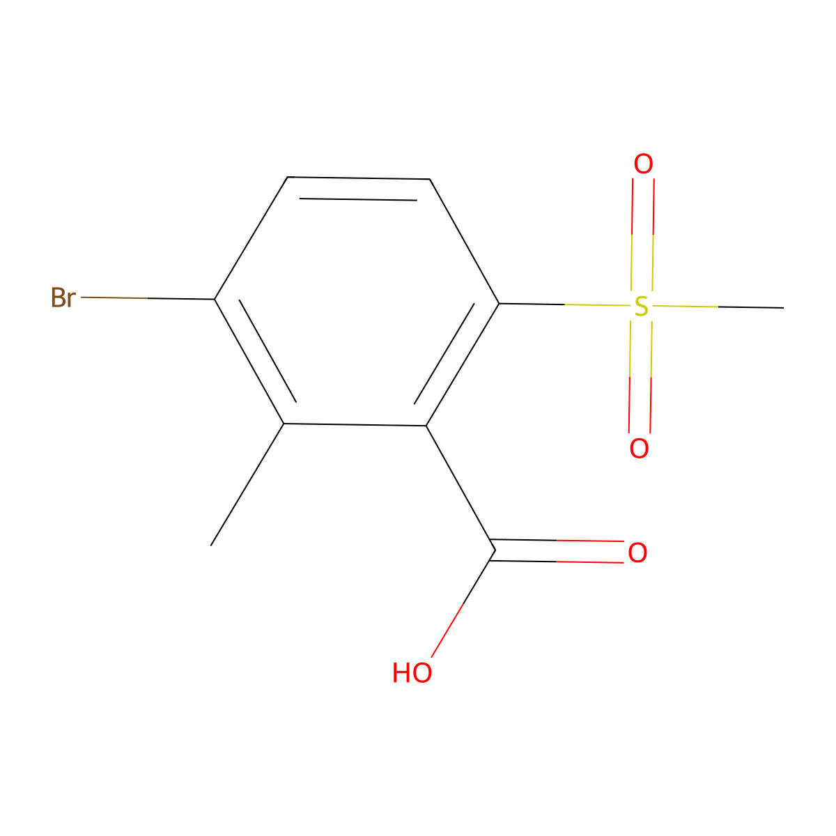 3-Bromo-6-methanesulfonyl-2-methylbenzoic acid molecular structure, CAS 120100-27-8