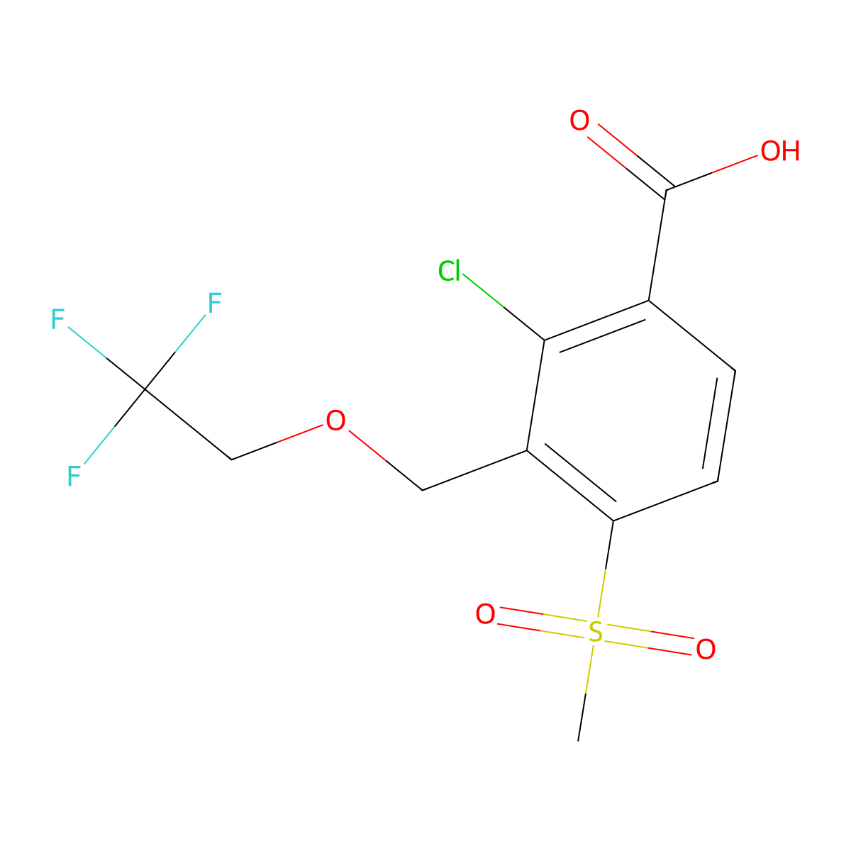 (2-Chloro-4-(methylsulfonyl)-3-[(2,2,2-trifluoroethoxy)methyl]benzoic acid) molecular structure, CAS 120100-77-8