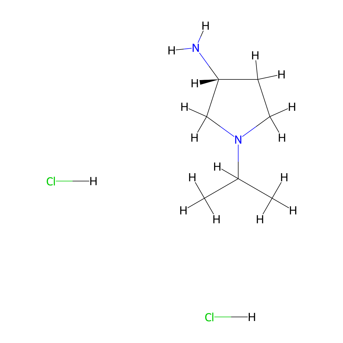 (3R)-1-(propan-2-yl)pyrrolidin-3-amine dihydrochloride molecular structure, CAS 1201013-61-7