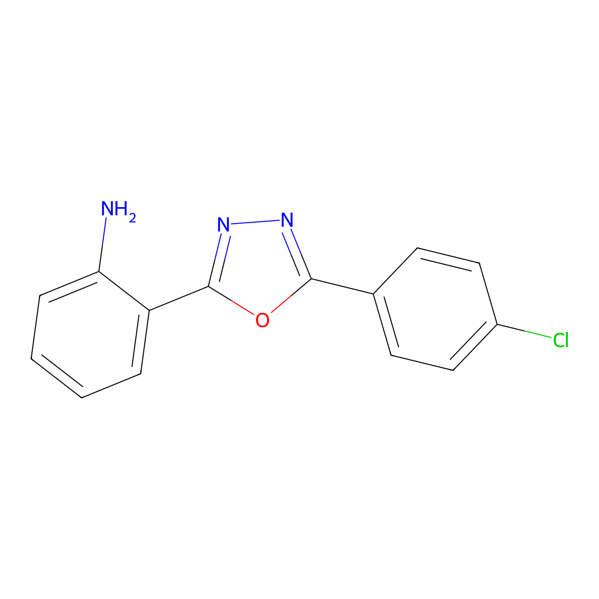 2-[5-(4-Chlorophenyl)-1,3,4-oxadiazol-2-yl]aniline molecular structure, CAS 120107-40-6