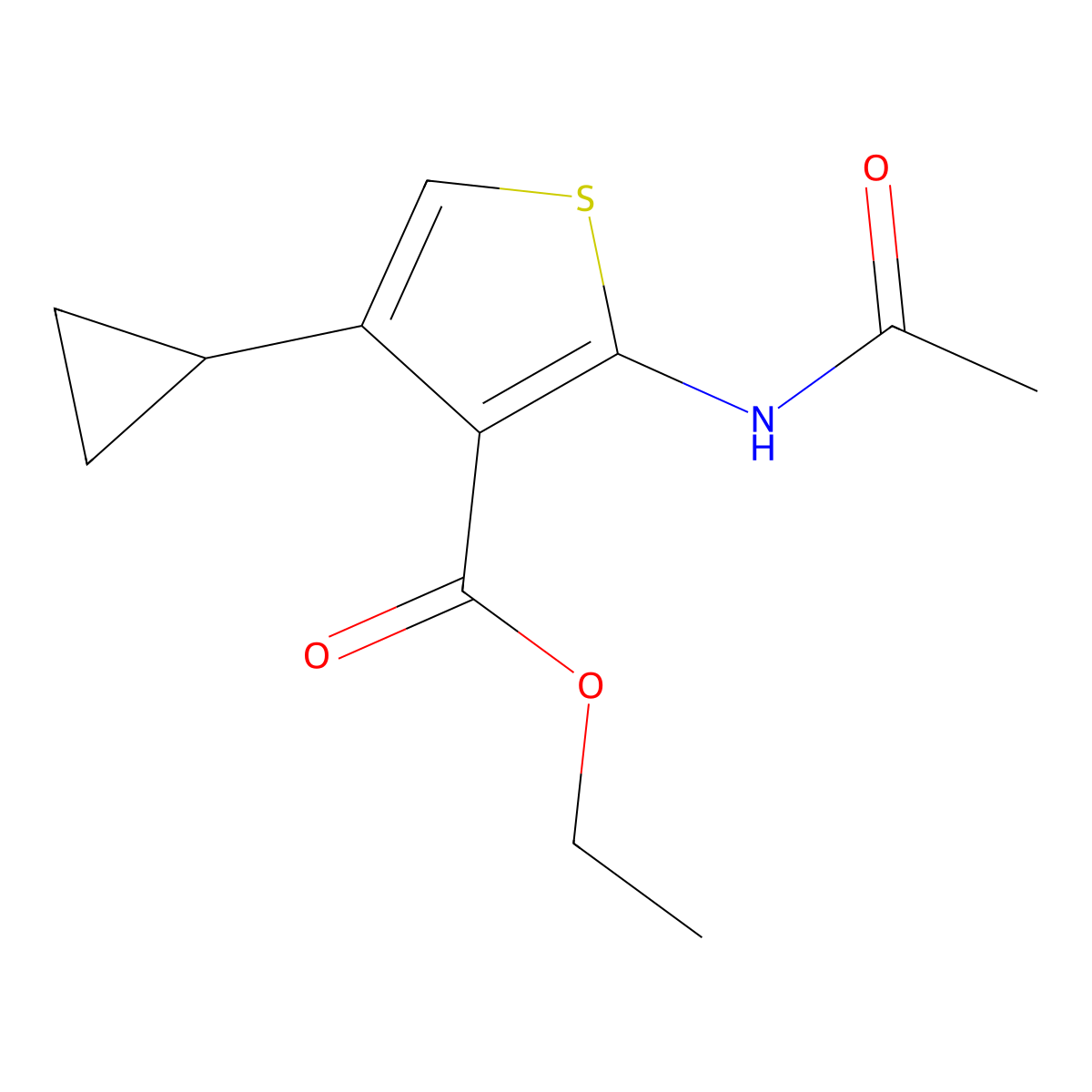 Ethyl 4-cyclopropyl-2-acetamidothiophene-3-carboxylate molecular structure, CAS 120109-79-7