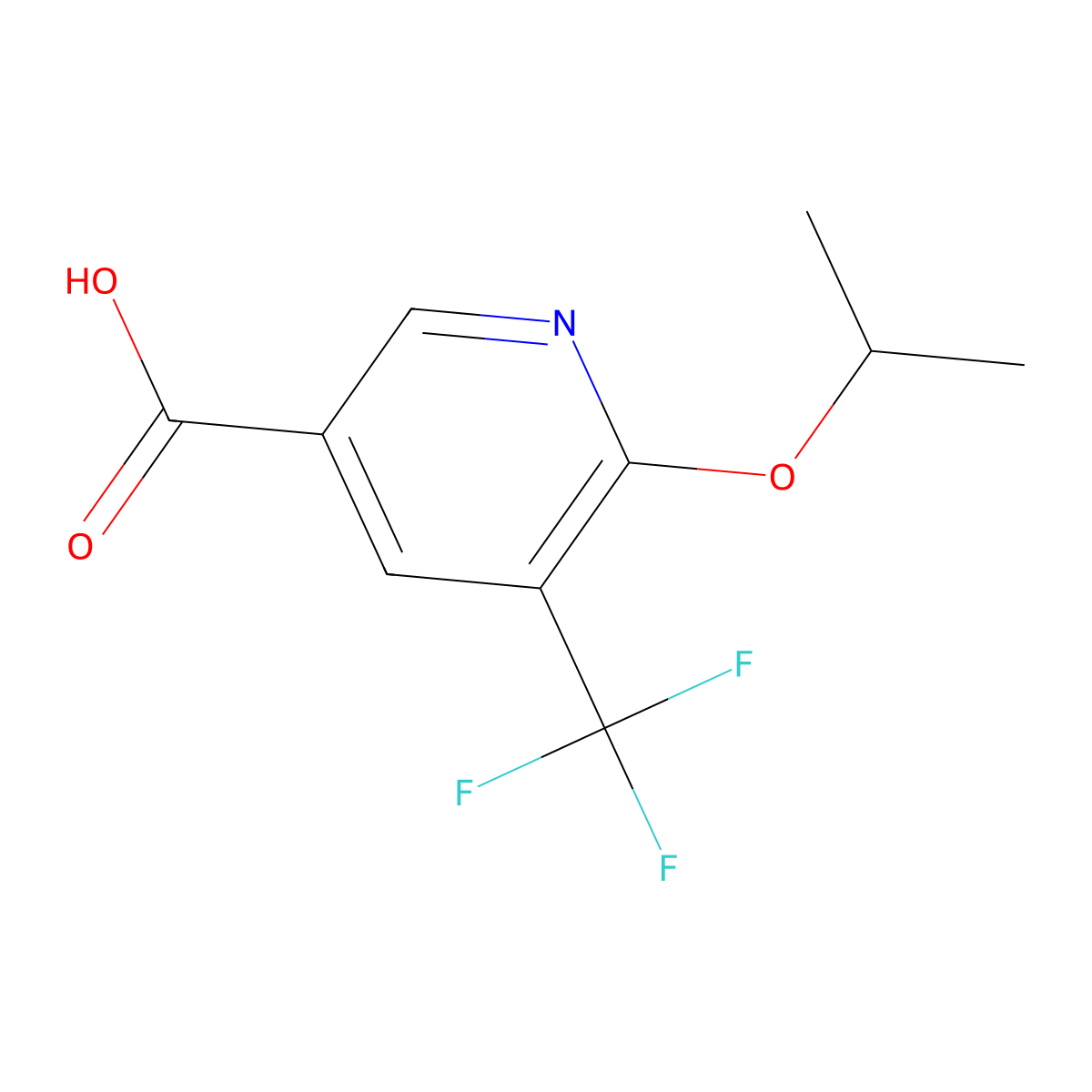 6-[(1-Methylethyl)oxy]-5-(trifluoromethyl)-3-pyridinecarboxylic acid molecular structure, CAS 1201146-67-9
