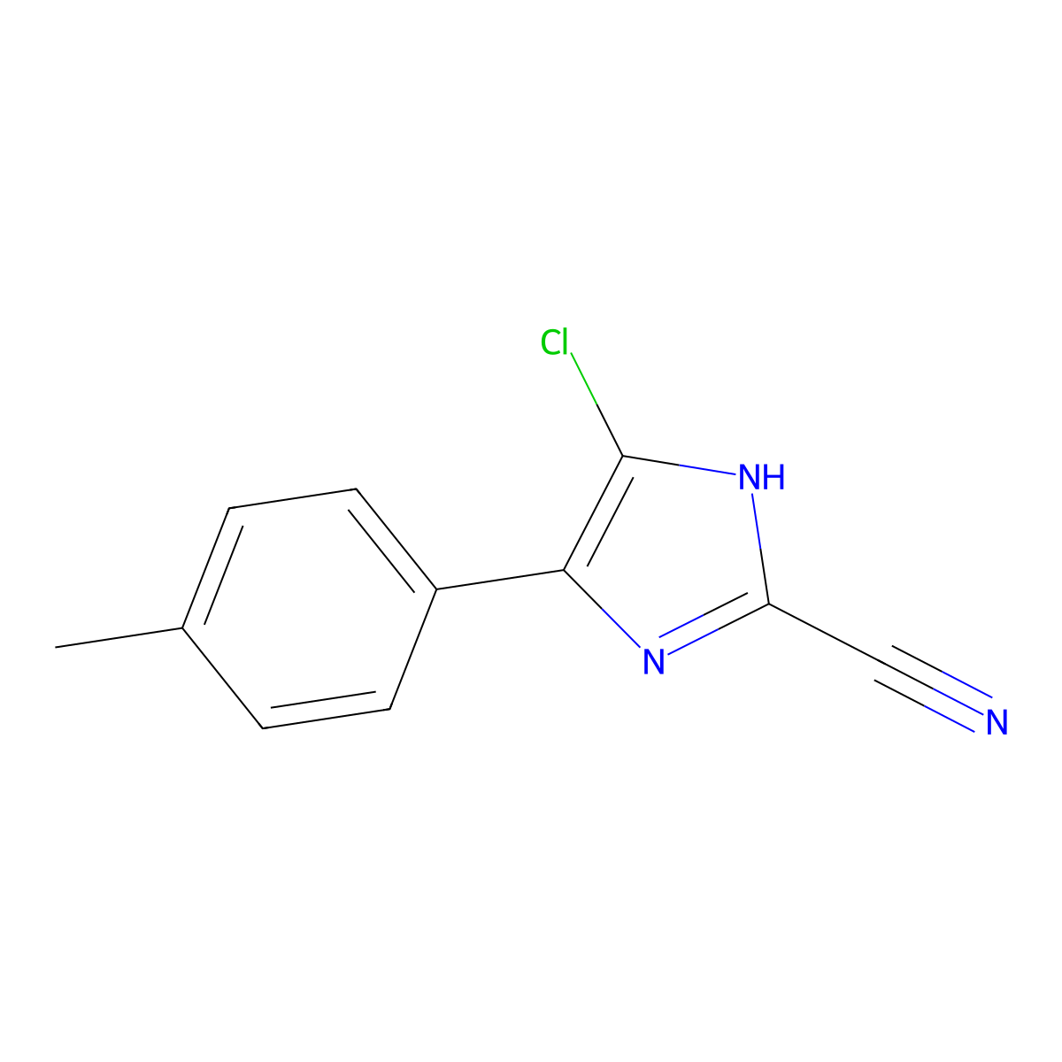 4-Chloro-5-(4-methylphenyl)-1H-imidazole-2-carbonitrile molecular structure, CAS 120118-14-1